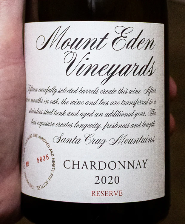 Mount Eden Vineyards Chardonnay Reserve Santa Cruz Mountains 2020 - Image 2